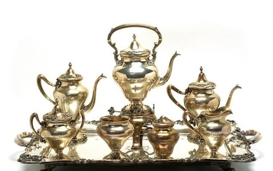 Shreve & Co. Art Nouveau Sterling Silver Tea Service.