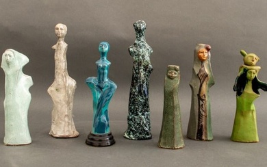 Signed Ceramic Female Figure Sculptures, 7