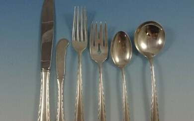 Silver Flutes by Towle Sterling Silver Flatware Set For 12 Service 79 Pieces