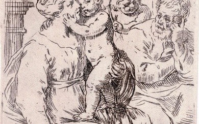Simone Cantarini (1630-1648) - Holy family with S.John