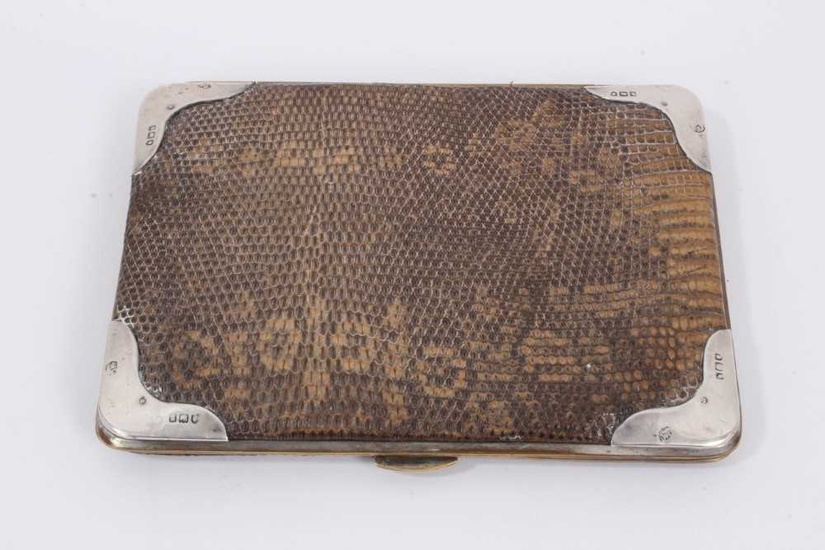Snake skin wallet with silver mounts (London 1903) 14cm x 10.5cm