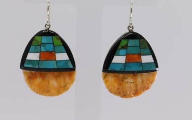Southwestern Spiny Oyster Shell & Inlay Earrings