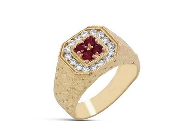 Stambolian Yellow Gold and Diamond Mens Ring with