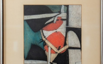 Stanley Landsman Abstraction Pastel on Paper, 1963