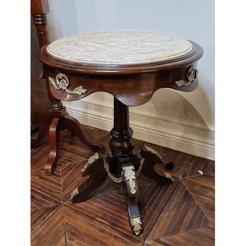 Star Lot : French Empire style pod table with Marble top and...