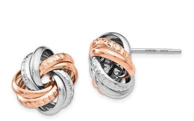 Sterling Silver Rose Rhodium-plated Post Earrings