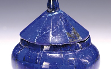 Sugar bowl made of lapis lazuli, Afghanistan, brass body covered...