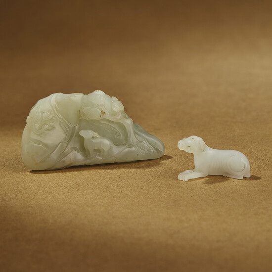 TWO WHITE JADE CARVINGS