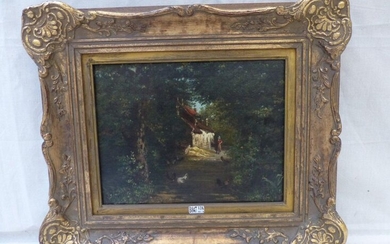 Table "Lively farmyard". Signed Seben and dated 1866. Size: 31...
