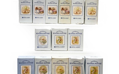 Thirteen Royal Albert Beatrix potter figures boxed, plus one...