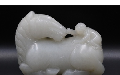 This Chinese white jade sculpture from the Qing Dynasty, dat...