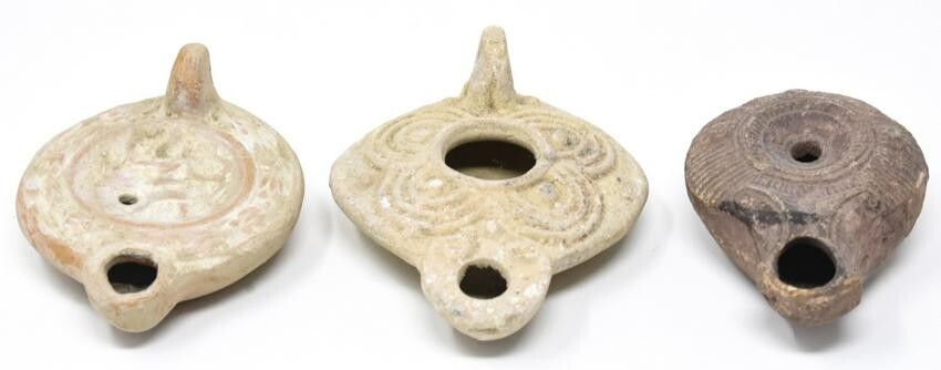 Three Antique Roman / Etruscan Pottery Lanterns