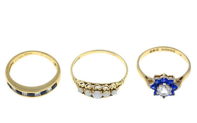 Three gem-set rings.
