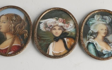 Three miniature paintings.&#160 Women's portraits.&#160