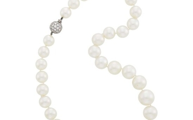 Tiffany & Co. South Sea Cultured Pearl Necklace with Platinum and Diamond Ball Clasp