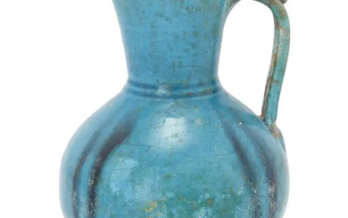 To Be Sold With No Reserve A turquoise blue glazed globular pottery...