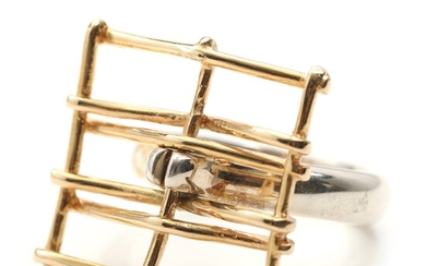 SOLD. Toftegaard: A 14k gold and sterling silver "Space" ring. Size 55. – Bruun Rasmussen...