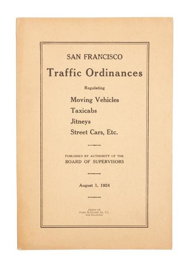 Traffic laws of San Francisco, 1924