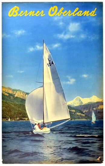 Travel Poster Berner Oberland Sailing Switzerland
