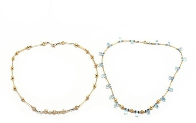 Two 14KT Gold and Gem-Set Necklaces