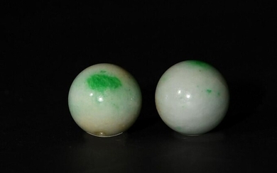 Two Chinese Jadeite Beads, 19th Century