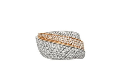 Two-Color Gold and Diamond Dome Ring