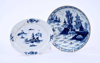 Two Lowestoft items with painted decoration