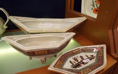 Two Victorian 'Etrucion' china tureens and saucer