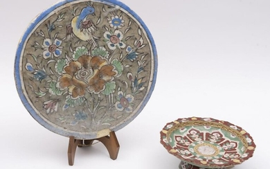 Two antique Persian items, one plate and one large
