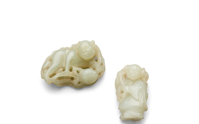 Two jade carvings of baby boys