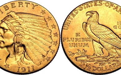 United States: Quarter Eagle Indian Head 1911 Gold 2 1/2 Dollars