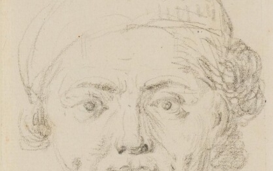 Unknown artist, Portrait study of a man with cap, 18th c., Pencil drawing