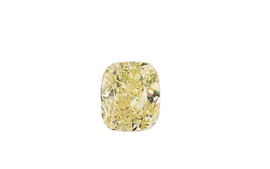 Unmounted Fancy Yellow Diamond The cushion-shaped yellow diamond measures...