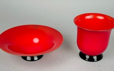 VENINI "ANNI TRENTA" BLOWN GLASS CUP AND BOWL Italy, 21st Century Heights 3" and 4.75".