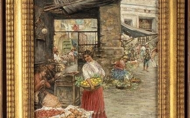 VINCENZO MIGLIARO (Naples, 1858 - 1938): Fruit market