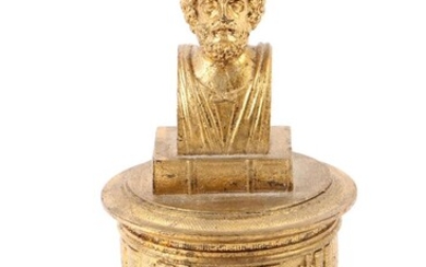(-), Verguld bronzen sculptuur van 'Homerus', in Empire...