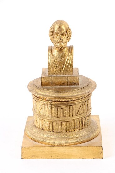 (-), Verguld bronzen sculptuur van 'Homerus', in Empire...