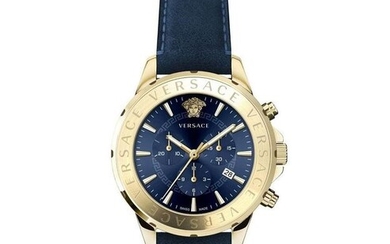 Versace - Signature Chronograph Watch IP Gold Plated Swiss Made - VEV600319 - Men - Brand New