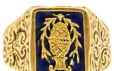 Victorian Egg Design Crest mens Signet Ring