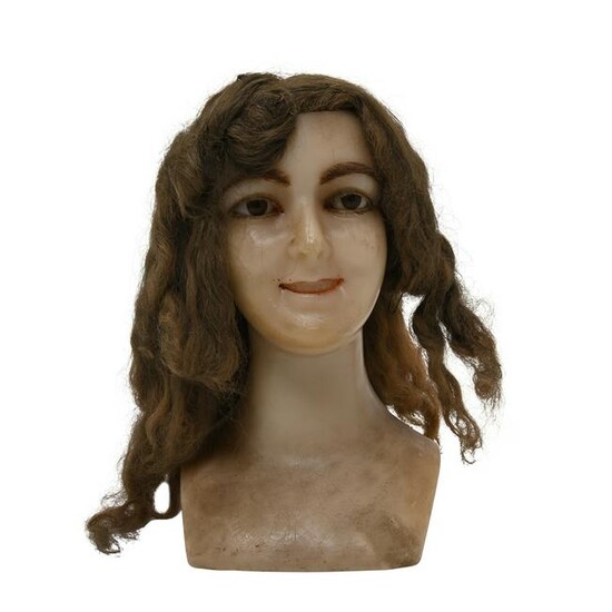 Victorian Life Sized Girl's Head with Human Hair.