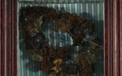 Victorian hair memorial wreath shadowbox