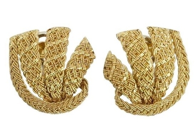 Vintage 18k Gold Woven Earrings