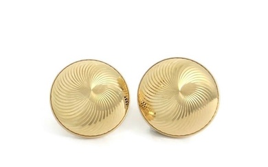 Vintage 1950's Swirl Button Stud Earrings 18K Yellow Gold, 3.65 Grams