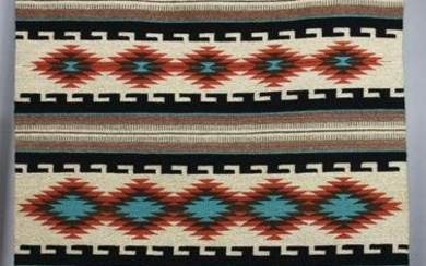 Vintage Hand Woven Navajo Rug, Eye Dazzler