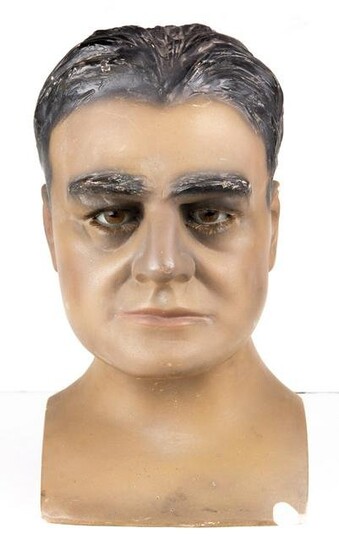 Vintage painted terracotta male mannequin head