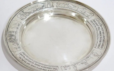 WILCOX & WAGONER STERLING SILVER ANTIQUE NURSERY RHYMES BABY BOWL
