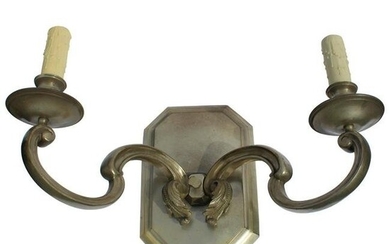Wall Sconces, Silvered Bronze, Two Arms Large Mid