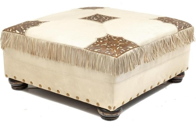 Western Style Leather Ottoman