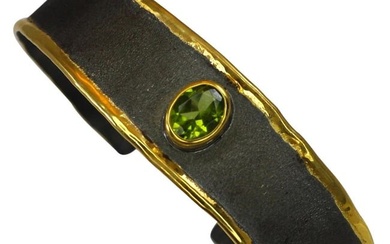 Yianni Creations Peridot Fine Silver Black Rhodium 24 Karat Gold Bracelet