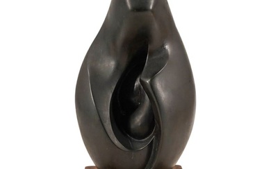 Zvi Yehuda Aldouby (Israeli, 1904) "Mother & Child" Bronze Sculpture